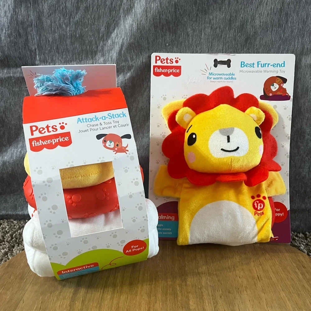 NEW Dog Puppy Toys Fisher Price: Stack Attack & Snuggle Up Warming Toy Anxiety